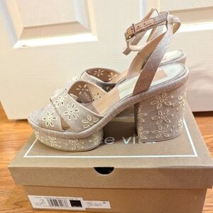 Dolce Vita Cream Platform Sandals with Chunky Heel